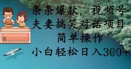 条条爆款，视频号夫妻搞笑对话项目，简单操作，小白轻松日入3张+-吾爱网创