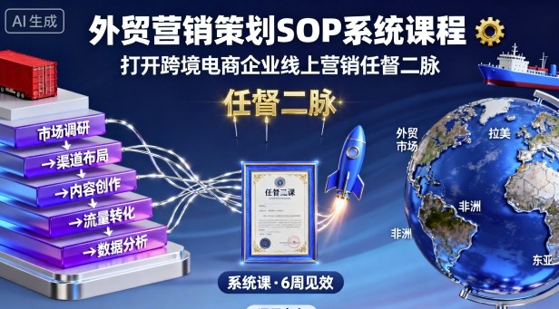 外贸营销策划SOP系统课程，打开跨境电商企业线上营销任督二脉-吾爱网创