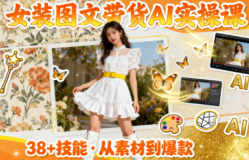 女装图文带货的AI实操课，覆盖38个实用技能，快速提升素材制作效率-吾爱网创