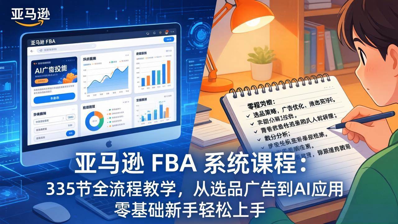 （17744期）亚马逊 FBA 系统课程（更新26年3月）335节全流程教学，从选品广告到AI应用，零基础新手轻松上手-吾爱网创