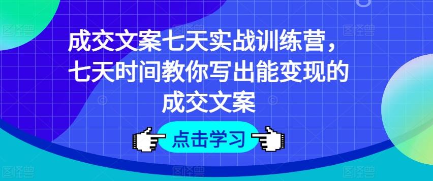 成交文案七天实战训练营，七天时间教你写出能变现的成交文案-吾爱网创