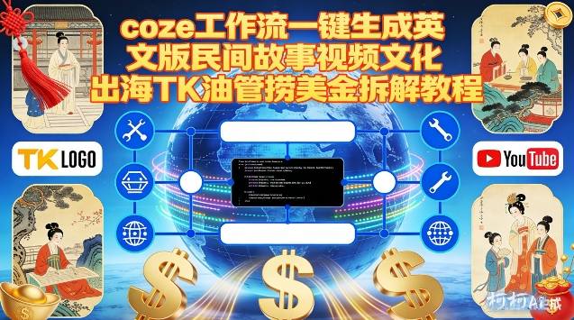 Coze扣子工作流一键生成英文版民间故事视频，文化出海TK油管捞美金拆解教程-吾爱网创