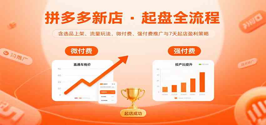 拼多多新店起盘全流程，含选品上架、流量玩法，微付费、强付费推广与7天起店盈利策略-吾爱网创