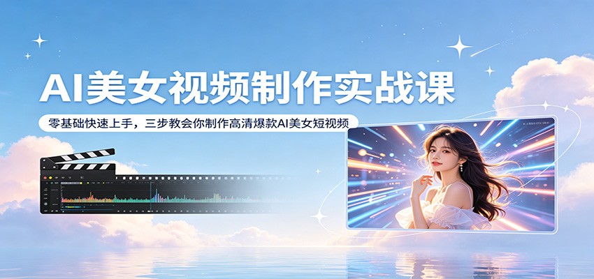 AI美女视频制作实战课:零基础快速上手,三步教会你制作高清爆款AI美女短视频-吾爱网创
