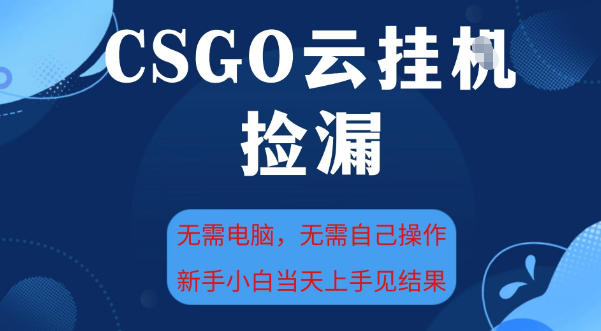 CSGO云挂G全自动捡漏，最新独家玩法，无需电脑操作，新手小白日入5张+【揭秘】-吾爱网创