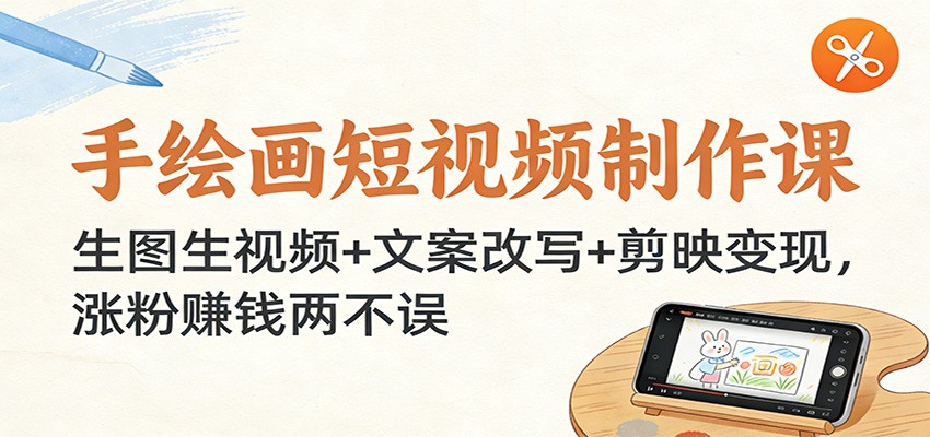 手绘画短视频制作课：生图生视频+文案改写+剪映变现，涨粉赚钱两不误-吾爱网创