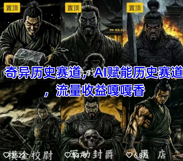 抖音奇异历史赛道，AI赋能历史赛道，流量收益嘎嘎香，狂撸伙伴计划-吾爱网创