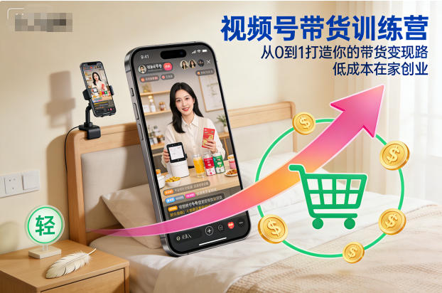 视频号带货训练营,从0到1打造你的带货变现路,低成本在家创业-吾爱网创
