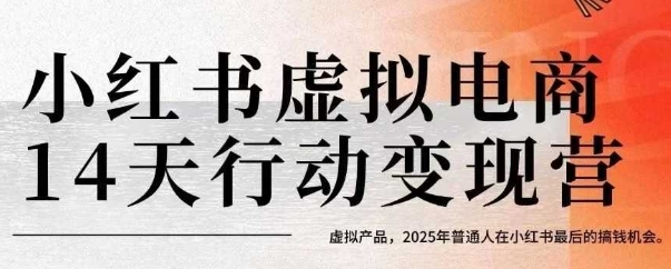 小红书虚拟电商14天变现训练营，虚拟产品，2025年普通人在小红书最后的搞钱机会-吾爱网创