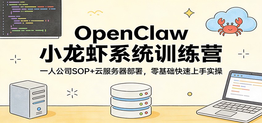 OpenClaw小龙虾系统训练营:一人公司SOP,云服务器部署,零基础快速上手实操-吾爱网创