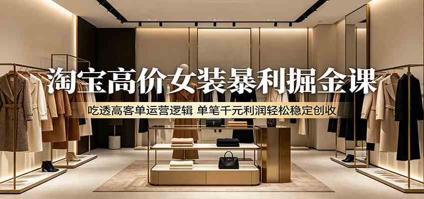 淘宝高价女装暴利掘金课：吃透高客单运营逻辑，单笔千元利润轻松稳定创收-吾爱网创