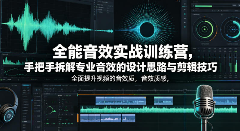 全能音效实战训练营，手把手拆解专业音效的设计思路与剪辑技巧，全面提升视频的音效质感-吾爱网创