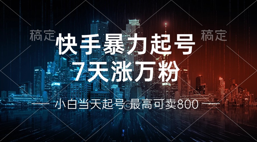 快手暴力起号,7天涨万粉,小白当天起号 多种变现方式,账号回收,单月...-吾爱网创