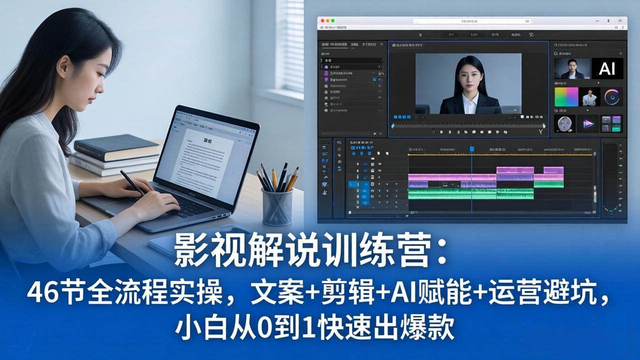 （18053期）影视解说特训营：46节全流程实操，文案+剪辑+AI赋能+运营避坑，小白从0到1快速出爆款-吾爱网创