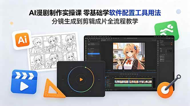 (18605期)AI漫剧制作实操课 零基础学软件配置工具用法 分镜生成到剪辑成片全流程教学-吾爱网创