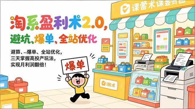 （17127期）淘系盈利术2.0，避坑、爆单、全站优化，三天掌握高投产玩法，实现月利润翻倍！-吾爱网创