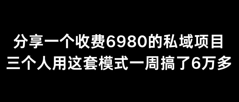 分享一个外面卖6980的私域项目三个人用这套模式一周搞了6万多【揭秘】-吾爱网创