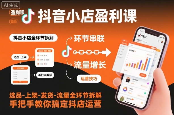抖音小店盈利课-选品-上架-发货-流量全环节拆解，手把手教你搞定抖店运营-吾爱网创