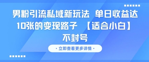 男粉引流私域新玩法,单日收益达10张的变现路子 【适合小白】不封号-吾爱网创