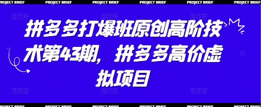 拼多多打爆班原创高阶技术第43期，拼多多高价虚拟项目-吾爱网创