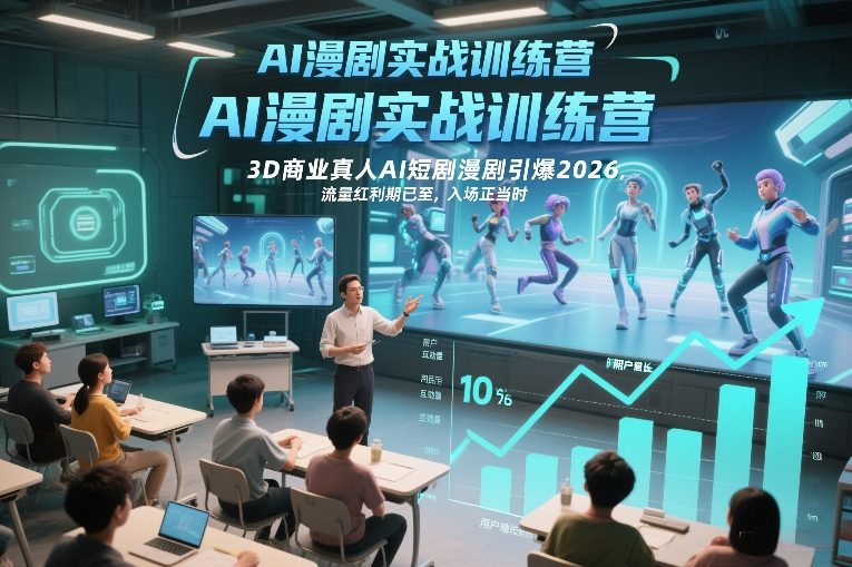 AI漫剧实战训练营，3D商业真人AI短剧漫剧引爆2026，流量红利期已至，入场正当时-吾爱网创