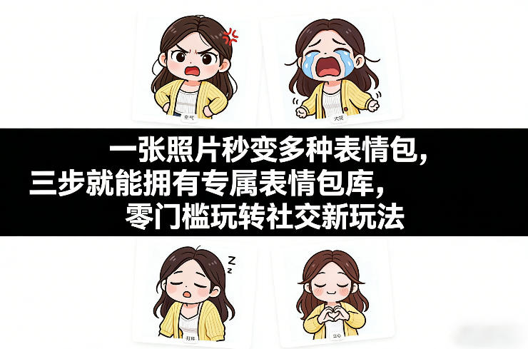 一张照片秒变多种表情包，三步就能拥有专属表情包库，零门槛玩转社交新玩法【文档】-吾爱网创