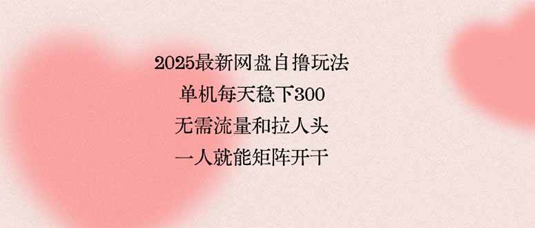 （15831期）2025最新网盘自撸玩法，单机每天稳下3张，无需流量和拉人头，一个人就…-吾爱网创