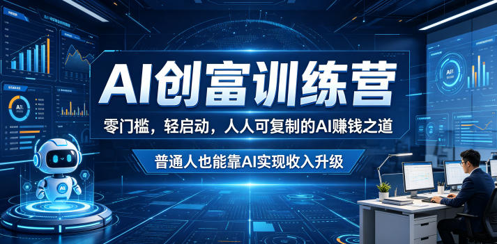 AI创富训练营，零门槛，轻启动，人人可复制的AI賺钱之道，普通人也能靠AI实现收入升级-吾爱网创