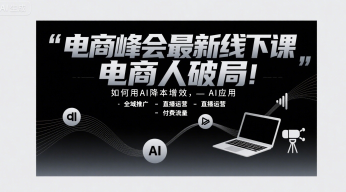 电商峰会最新线下课，电商人破局，如何用AI降本增效，AI应用-全域推广-直播运营-付费流量-吾爱网创