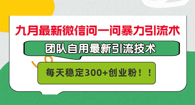 九月最新微信问一问暴力引流术，团队自用引流术，每天稳定300+创…-吾爱网创