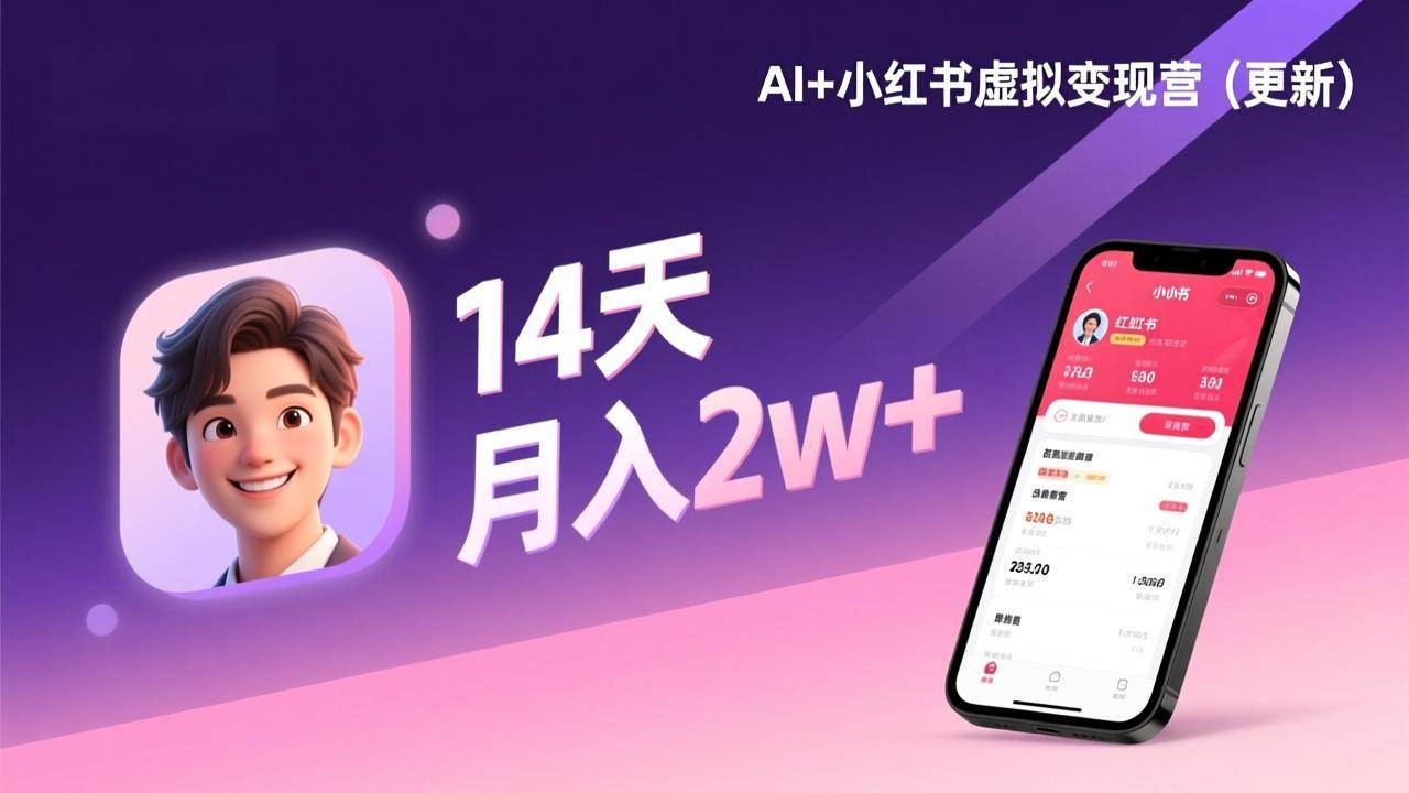 （17275期）AI+小红书虚拟变现营（更新），14天掌握选品、笔记、成交，打造自动化月入2w+事业-吾爱网创