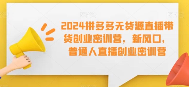 2024拼多多无货源直播带货创业密训营,新风口,普通人直播创业密训营-吾爱网创