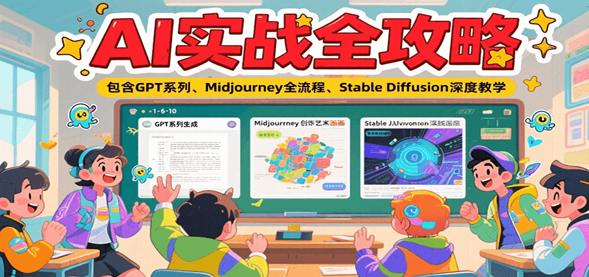 AI实战全攻略，包含GPT系列、Midjourney全流程、Stable Diffusion深度教学-吾爱网创