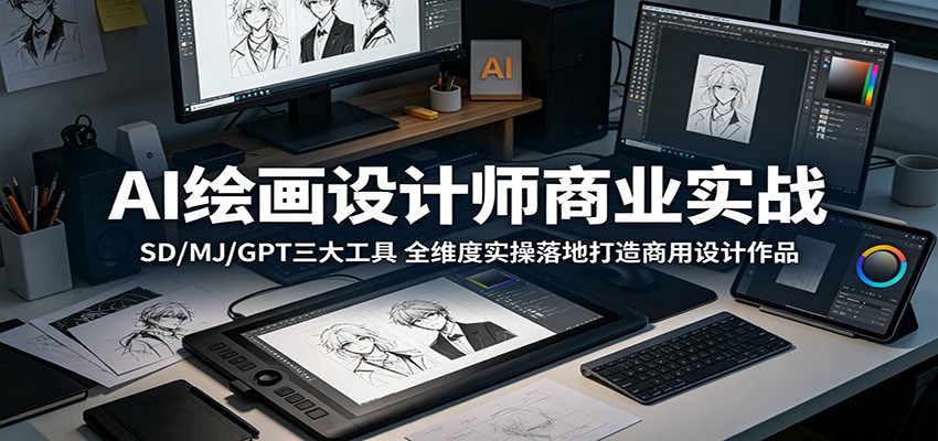 AI绘画设计师商业实战:SD/MJ/GPT三大工具,全维度实操落地打造商用设计作品-吾爱网创