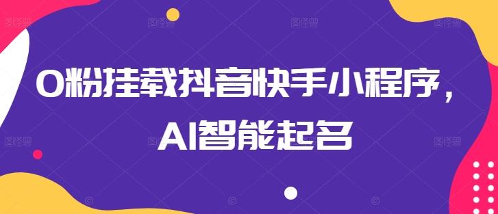 0粉挂载抖音快手小程序，AI智能起名-吾爱网创
