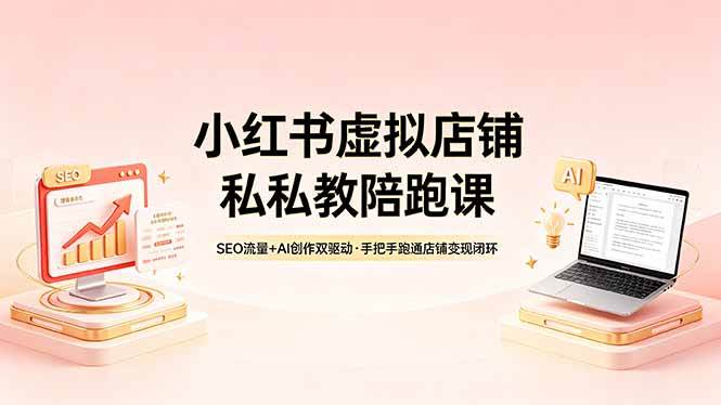 （18248期）小红书虚拟店铺私教陪跑课，SEO流量+AI创作双驱动，手把手跑通店铺变现闭环-吾爱网创