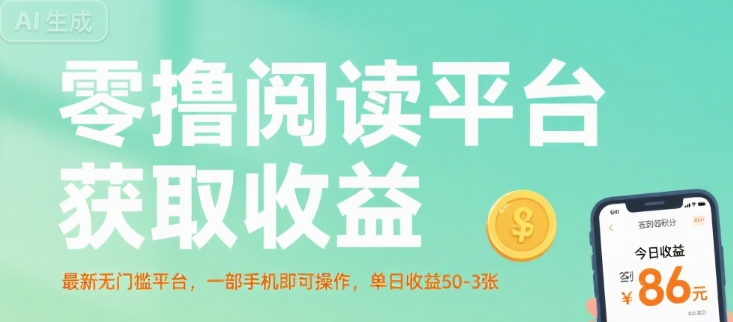 零撸阅读平台获取收益，最新无门槛平台，一部手机即可操作，单日收益50-3张【揭秘】-吾爱网创