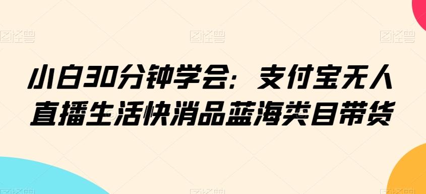 小白30分钟学会：支付宝无人直播生活快消品蓝海类目带货【揭秘】-吾爱网创