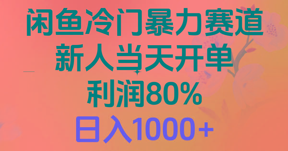 2024闲鱼冷门暴力赛道，新人当天开单，利润80%，日入1000+-吾爱网创