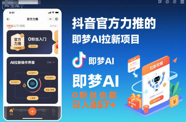 抖音官方力推的即梦AI拉新项目,0粉丝也能日入857+(附即梦AI拉新推广入口及教学)-吾爱网创
