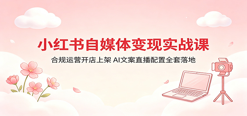 小红书自媒体变现实战课:合规运营开店上架,AI文案直播配置全套落地-吾爱网创