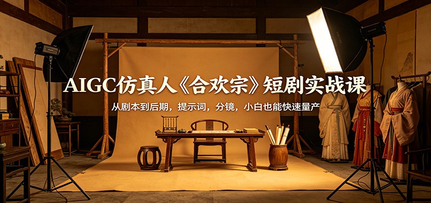 AIGC仿真人《合欢宗》短剧实战课：从剧本到后期，提示词，分镜，小白也能快速量产-吾爱网创