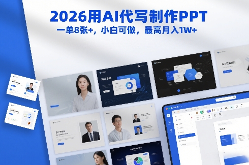 2026用AI代写制作PPT，一单8张+，小白可做，最高月入1W+-吾爱网创