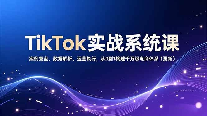 （16918期）TikTok实战系统课，案例复盘、数据解析、运营执行，从0到1构建千万级电商体系（更新）-吾爱网创