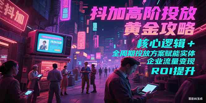 抖加高阶投放黄金攻略：核心逻辑全周期投放方案赋能实体企业流量变现 ROI 提升-吾爱网创