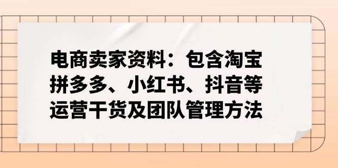（14354期）电商卖家资料：包含淘宝、拼多多、小红书、抖音等运营干货及团队管理方法-吾爱网创