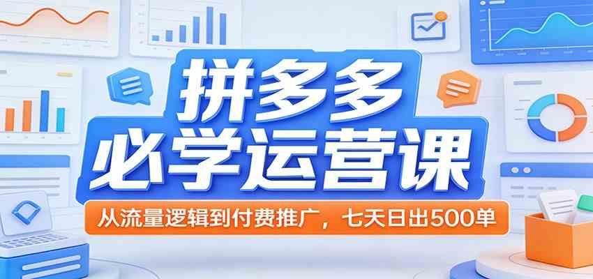 拼多多必学运营课:从流量逻辑到付费推广,七天日出500单-吾爱网创