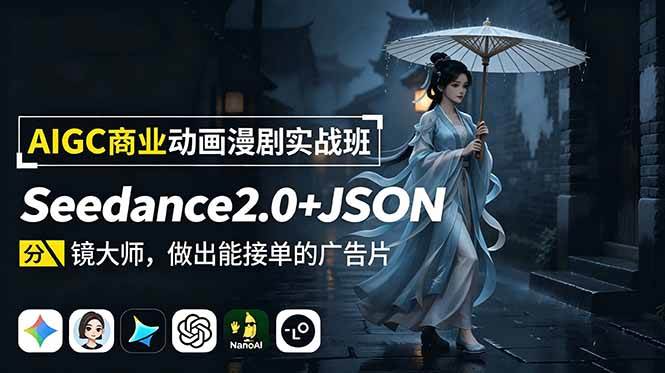 (18849期)AIGC商业动画漫剧实战班:Seedance2.0+JSON分镜大师,做出能接单的广告片-吾爱网创