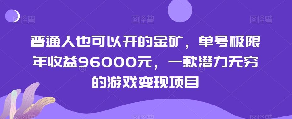 普通人也可以开的金矿，单号极限年收益96000元，一款潜力无穷的游戏变现项目【揭秘】-吾爱网创