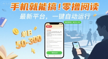 手机就能搞！零撸阅读挂G，最新平台，一键自动运行，随时随地挣，单日50-3张+【揭秘】-吾爱网创